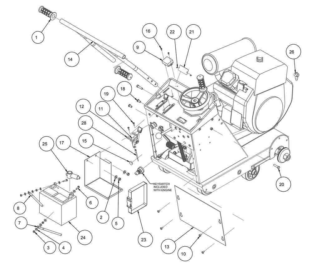 Section 02 Diagram and Parts List for MK-2425KSP 170957 MK Diamond Concrete Saw